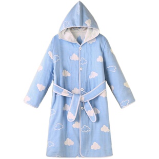 卡通浴袍儿童纯棉纱布吸水毛巾料男童女童洗澡游泳浴巾可穿式四季