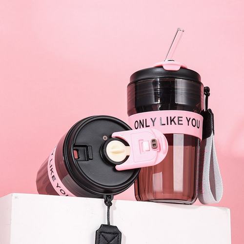 双饮tritan咖啡杯高颜女生夏季印字批发便携塑料水杯值随行吸管杯