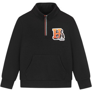 暇步士童装男童加绒卫衣秋冬装新款大童保暖一体绒儿童立领套头衫