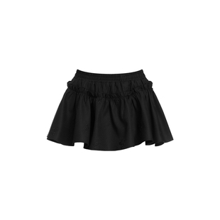 VOCK 玫瑰烬语 立体刺绣松紧腰短裙伞裙显瘦A字蓬蓬半裙带安全裤