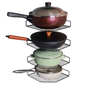 厨房置物架锅具收纳架家用下水槽台面收放锅架橱柜转角多层锅架子