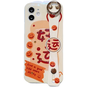 腕带卡通招财猫好运暴富适用13pro苹果15promax手机壳12iphone14手机套15plus滴胶镶钻全包硅胶女11软边防摔