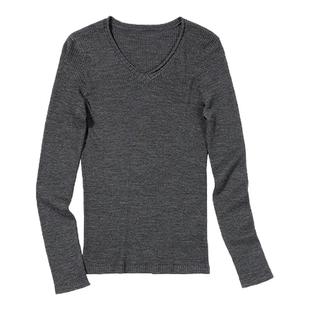 CountryMoment 【可机洗全羊毛】60支精纺V领长袖T恤针织打底衫女