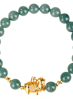 马年蓝水翡翠马上有钱手链