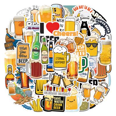 55张卡通Beer啤酒创意贴纸装饰行李箱水杯文具电脑防水贴画