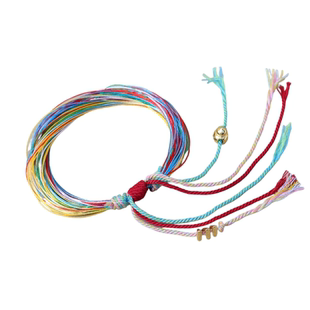新款千丝万缕五彩绳大小可调节彩色棉线葫芦小钱抽拉成人儿童手链