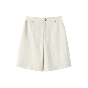 CROWNLESS未冕舒适凉感Viscose亚麻混纺25春夏CleanFit显瘦短裤女