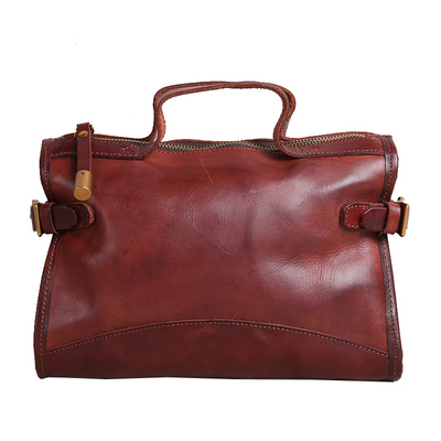 复古风单肩斜挎真皮女包