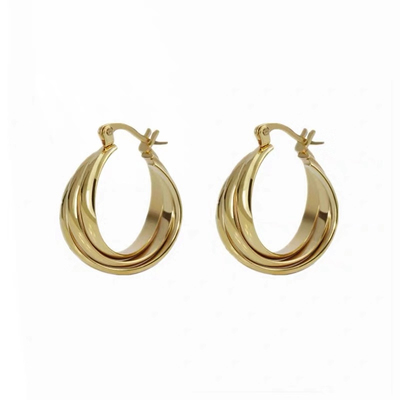 wearing麻花复古黄铜镀18k金耳钉