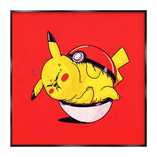 儿童房装饰画男孩卧室床头背景墙壁画卡通皮卡丘搞笑动漫房间挂画