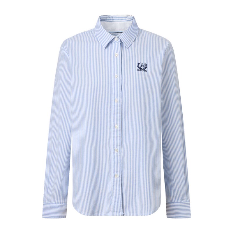 【夏季新品】GOLDEN BEAR/金熊女装2026休闲条纹长袖牛津纺衬衫