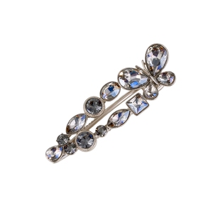 AJIDOU阿吉豆轻奢水晶蝴蝶发夹灰色夹子半扎发卡横夹顶夹鸭嘴夹