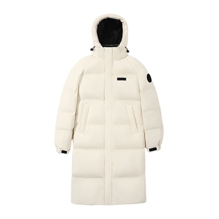 班尼路长款连帽羽绒服男冬季白色大码情侣厚外套青少年保暖外套A