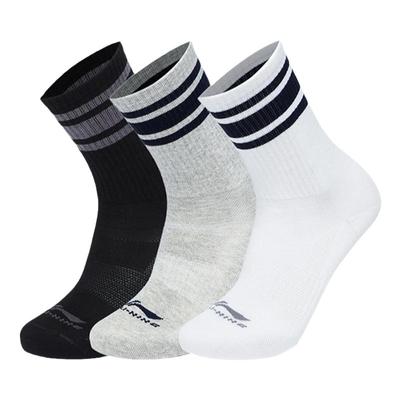 Lining/李宁正品新款男女运动生活系列中长袜三双装AWLT181-1