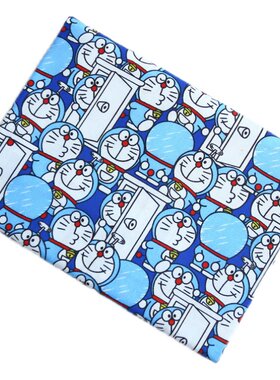 纯棉卡通猫布料动画机器猫数码印花儿童手工服装布料哆啦A梦棉布