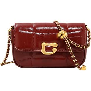 【本命年礼物】妙迪红色包包链条斜挎包小众高级感通勤单肩腋下包