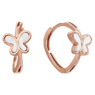 潮宏基18K金白母贝耳环彩金耳钉耳饰蝴蝶型时尚通勤百搭礼物X6