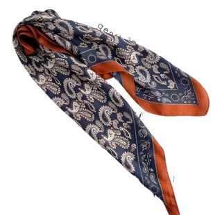 丝巾方巾2025新款高级感配饰薄款围脖围巾仿真丝小方波点红色蓝色