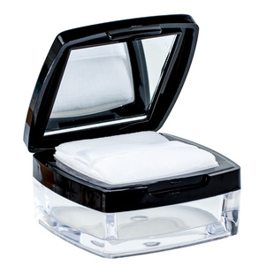 黑色方形散粉盒空盒便携带粉扑镜子不漏粉高档蜜粉定妆粉分装盒子