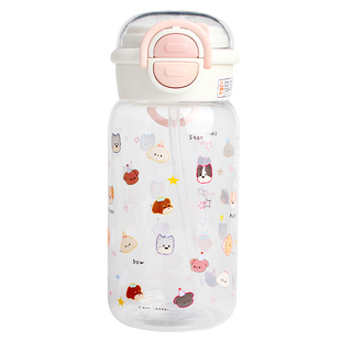 2025新款双饮水杯女高颜值学生上学专用小巧便携吸管塑料杯子夏天