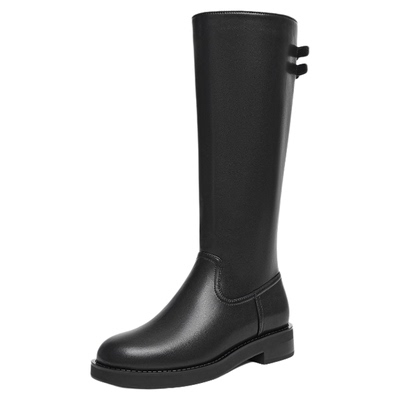 红蜻蜓骑士靴女款秋冬女鞋气质粗跟不过膝长筒靴黑色瘦瘦靴机车靴