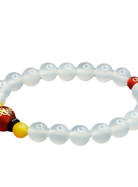 白玉髓手串红玛瑙六字真言手链女士吉祥纳福礼物民族风时尚饰品