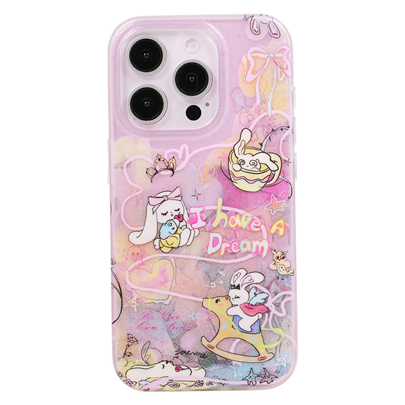 壳试验A DREAM双层印花磨砂闪粉适用iPhone17promax手机壳少女可爱17pro苹果16promax新款创意