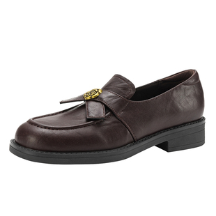 达芙妮女款棕色乐福鞋2026新款春季山茶花百搭小皮鞋英伦风单鞋子