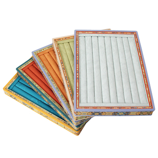 中国民族风珠宝戒指展示托盘文玩天珠耳钉坠子收纳盒子宋锦布道具