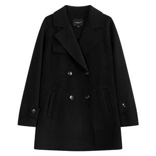NEELLY纳俪商场同款西装款大衣女冬季双排扣时尚通勤中长款双面呢