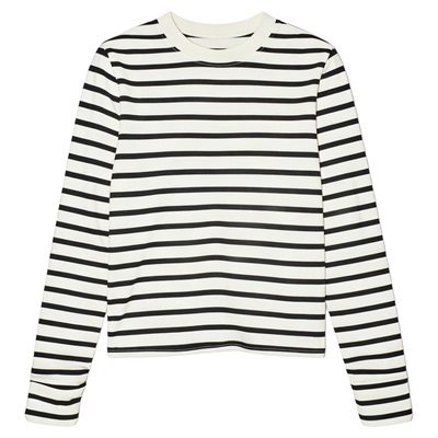 百家好黑白条纹长袖T恤纯棉打底