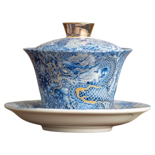 掐丝银三才可旋转悬停盖碗大号单个带盖陶瓷茶具高档珐琅彩泡茶碗