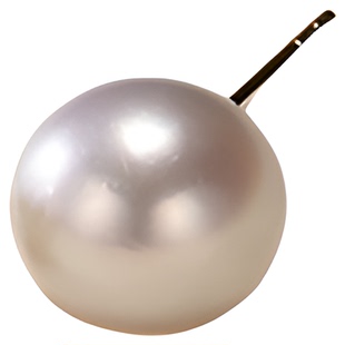 欧诗漫珠宝灰色真多麻海水珍珠耳钉女圆形akoya耳饰百搭单珠 落梅