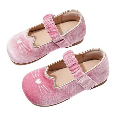 小七北鼻灯芯绒女宝宝猫咪鞋皮鞋