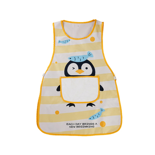 可爱卡通企鹅马甲式围裙防水可擦手餐饮厨房防护工作服咖啡奶茶店