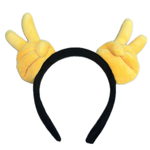 创意搞怪大拇指发箍比心个性卡通剪刀手秋冬毛绒拍照洗脸发箍