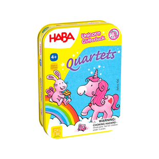 德国HABA儿童玩具桌游306998独角兽四重奏4岁记忆卡牌铁盒旅游戏