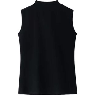 米白色打底衫2025新款今年流行爆款小中立半高领无袖背心上衣女秋