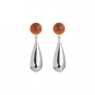 天然虎眼石水滴耳钉2026新款高级感小众设计轻奢美拉德耳饰女