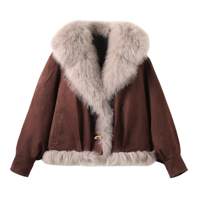 欧货2025冬季新款大毛领短款羽绒