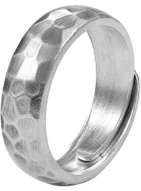 S999纯银国风锤纹戒指情侣对戒