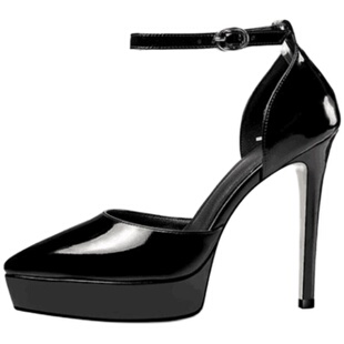 2024浅口单鞋漆皮中空超高跟防水台尖头鞋一字带白色气质凉鞋婚鞋