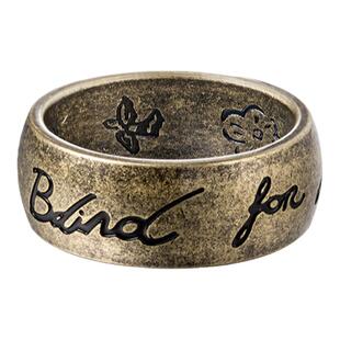 潮牌Blind for Love Ring无畏的爱眼心花鸟字母复古情侣钛钢戒指