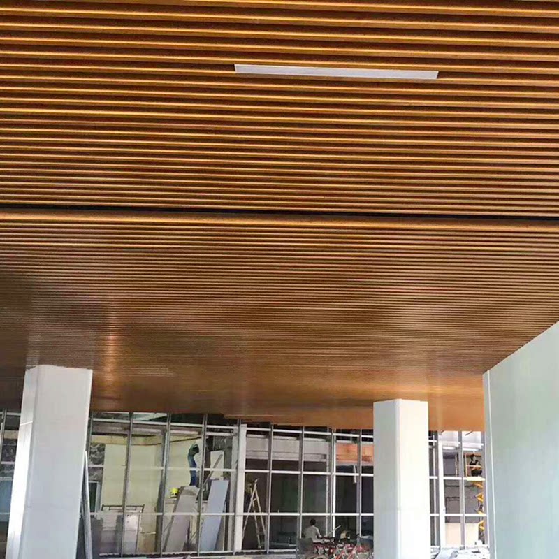 u型槽木纹铝方通天花吊顶 门头招牌背景墙装饰铝合金方管格栅直销