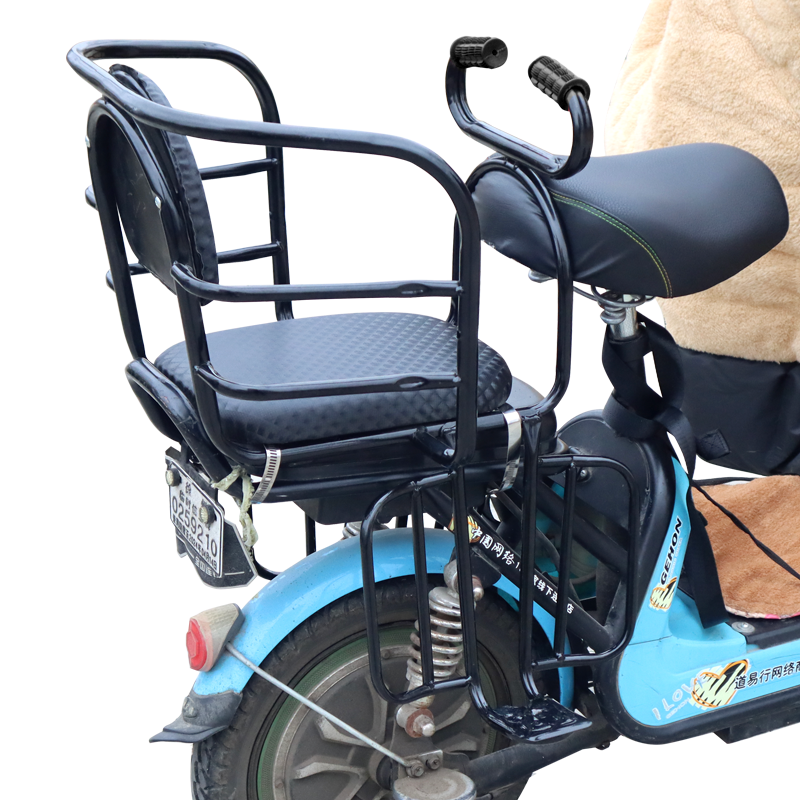 电动自行车后置儿童安全座椅电瓶车宝宝座椅后置不锈钢箍固定加宽