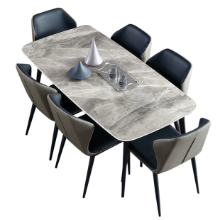 岩板餐桌小户型家用饭桌2025新款长方形客厅桌子轻奢家庭桌椅组合