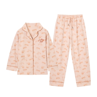 Jockey睡衣女大码宽松长袖休闲舒适甜美女士秋冬家居服套装亲子款