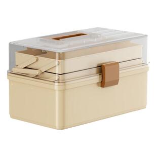 家用针线收纳盒大容量多层带盖整理盒缝纫工具收纳箱透明空盒手提