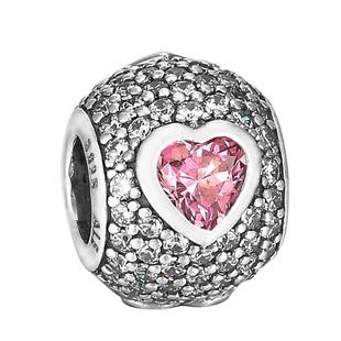 pandora/潘多拉圆形粉色爱心珠子 791815CZS