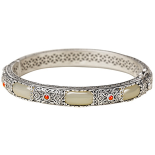 宫里上新银手镯女款纯银镯子古法玉手镯国风银镯子妈妈款生日礼物